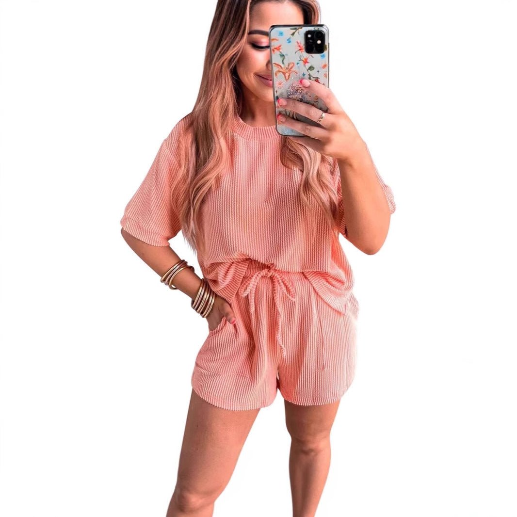 Ensemble haut ondulé et short élastique