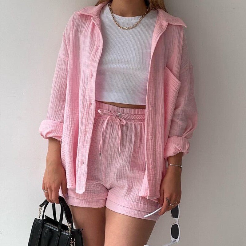 Ensemble chemise et short en chambray printanier
