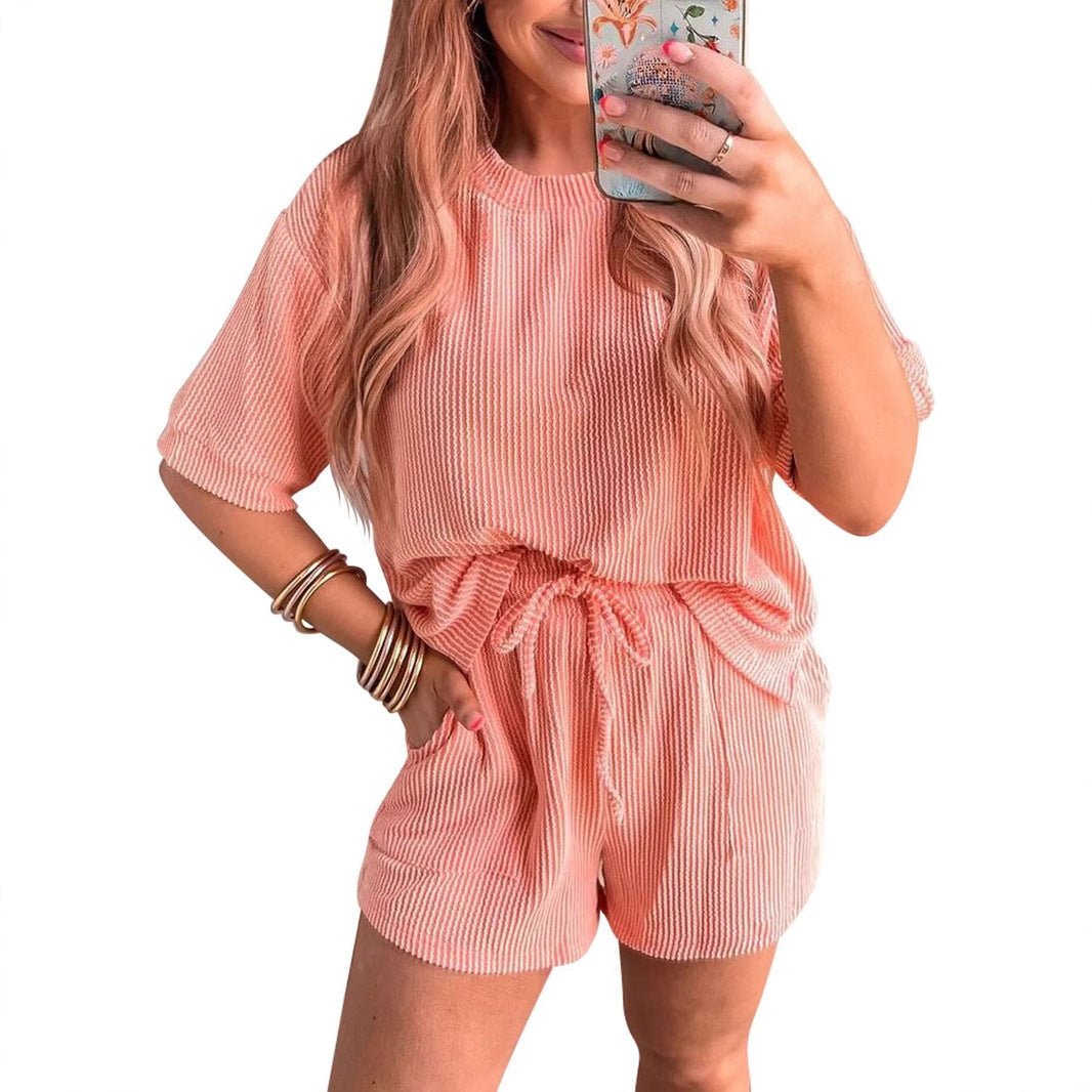 Ensemble haut ondulé et short élastique
