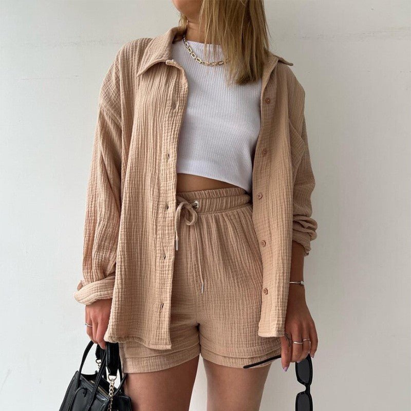 Ensemble chemise et short en chambray printanier