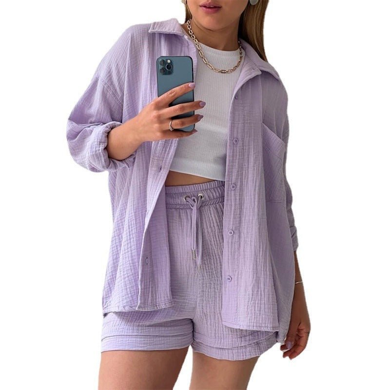 Ensemble chemise et short en chambray printanier
