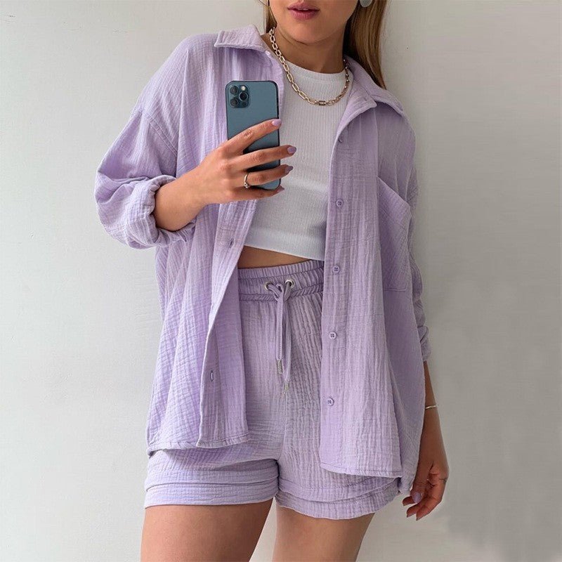 Ensemble chemise et short en chambray printanier