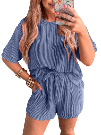 Ensemble haut ondulé et short élastique