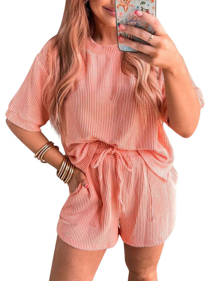 Ensemble haut ondulé et short élastique