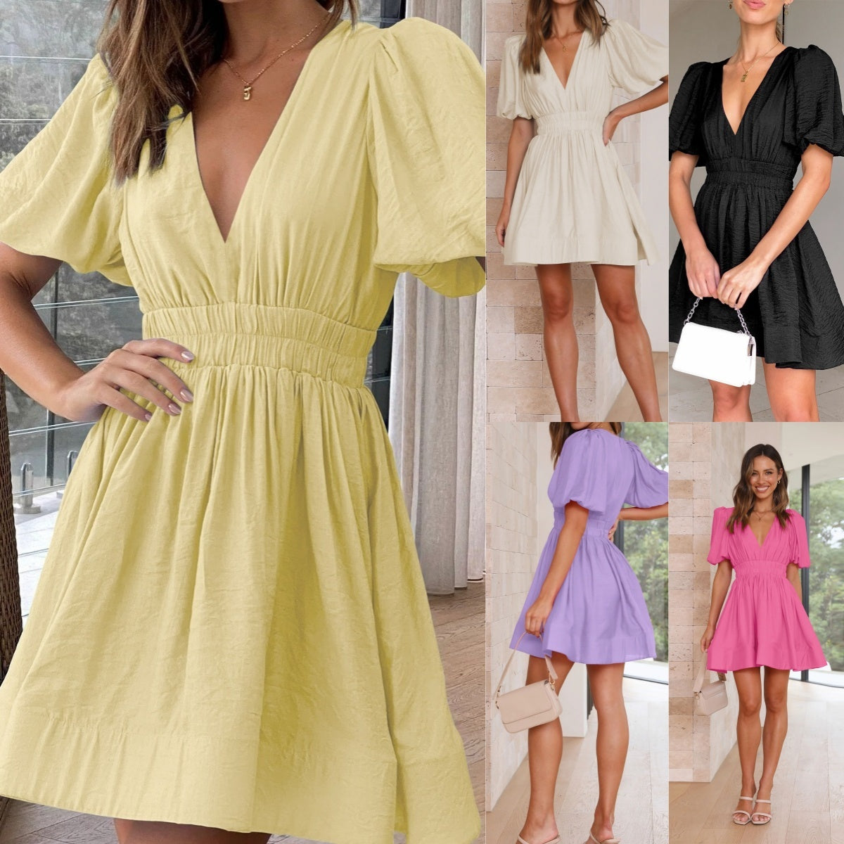 Elegant Evening Dress for Women – Waist-Trim V-Neck Design