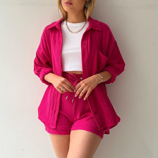 Spring Chambray Shirt & Shorts Set