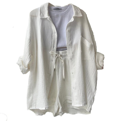 Ensemble chemise et short en chambray printanier
