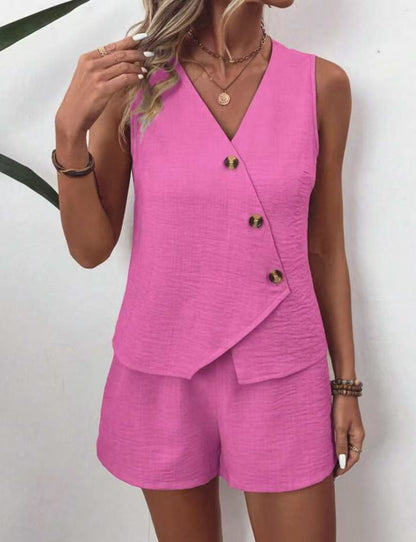 Mode mouwloze top en shorts set
