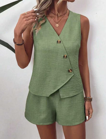 Mode mouwloze top en shorts set